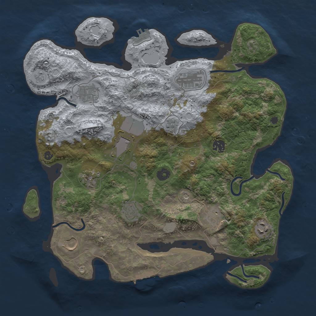 Rust Map: Procedural Map, Size: 3700, Seed: 2052049156, 19 Monuments