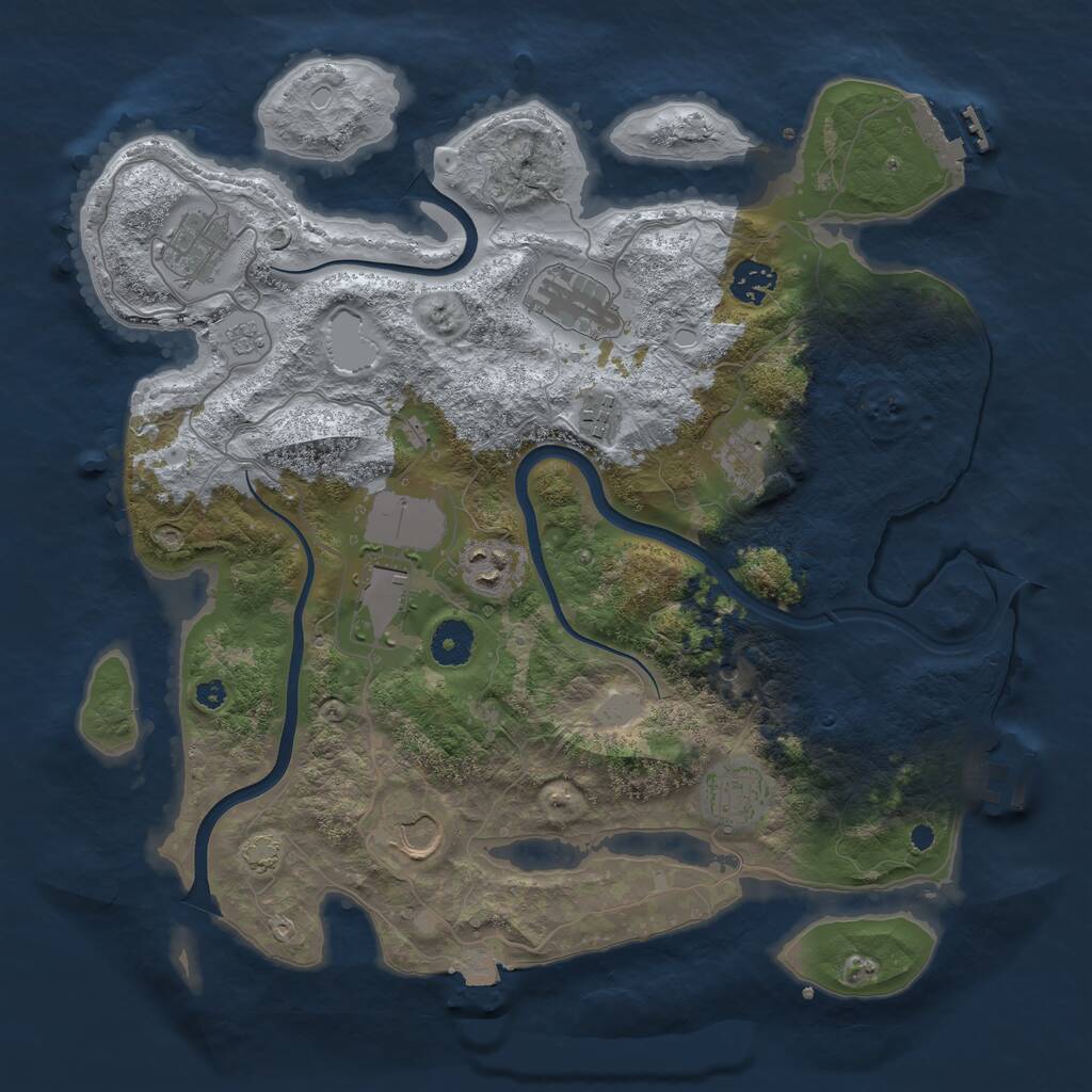 Rust Map: Procedural Map, Size: 3700, Seed: 2052049156, 15 Monuments