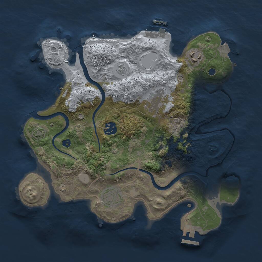 Rust Map: Procedural Map, Size: 3000, Seed: 27407, 10 Monuments