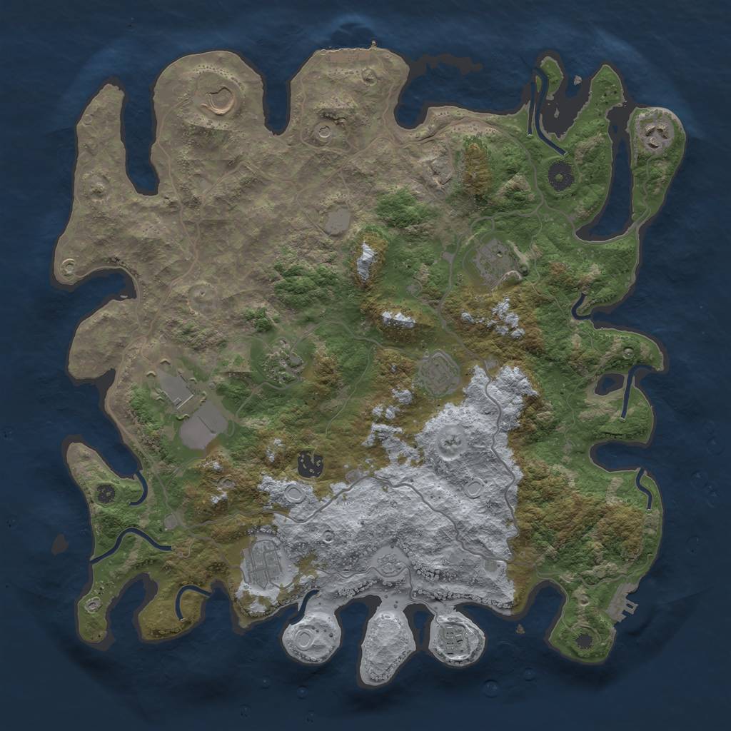 Rust Map: Procedural Map, Size: 4000, Seed: 476189, 18 Monuments