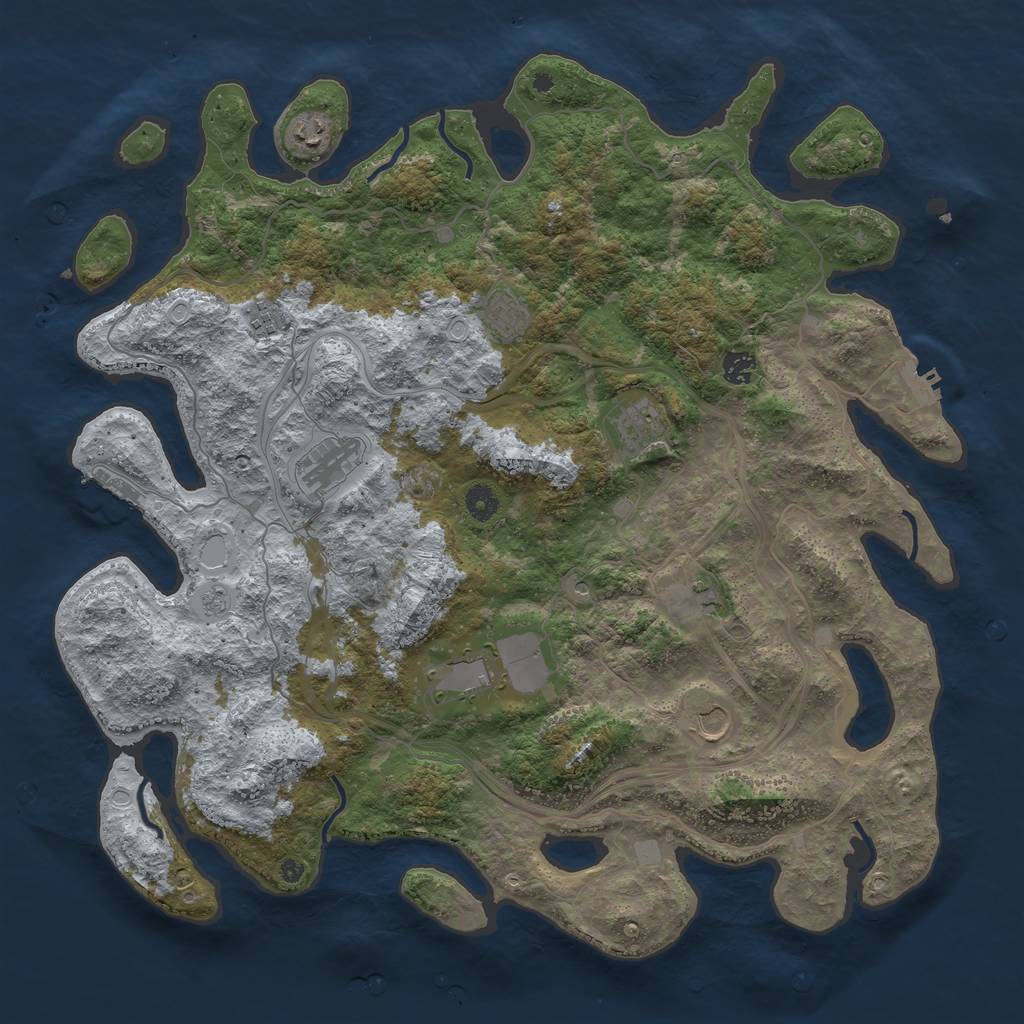 Rust Map: Procedural Map, Size: 4500, Seed: 689410147, 18 Monuments