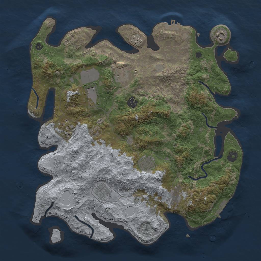 Rust Map: Procedural Map, Size: 3700, Seed: 1110368831, 16 Monuments