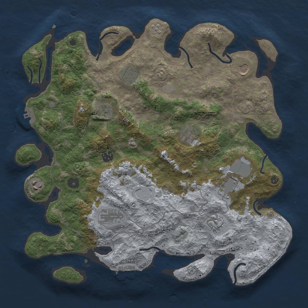 Rust Map: Procedural Map, Size: 4000, Seed: 48353963, 19 Monuments