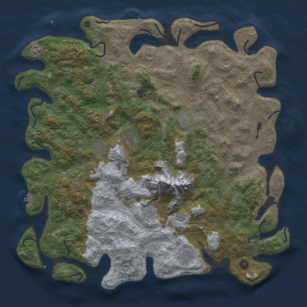 Rust Map: Procedural Map, Size: 5000, Seed: 40555, 20 Monuments
