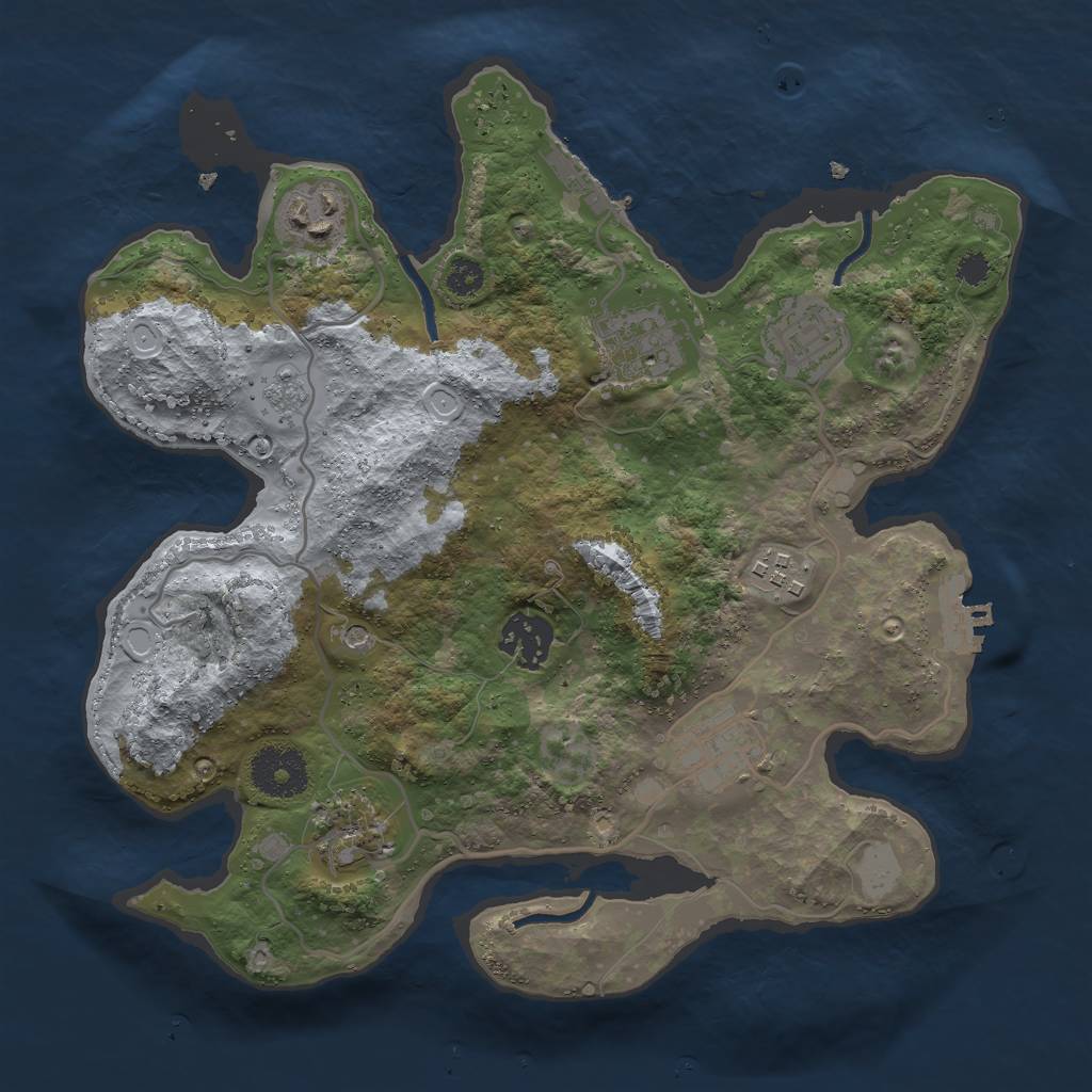 Rust Map: Procedural Map, Size: 3000, Seed: 61, 16 Monuments