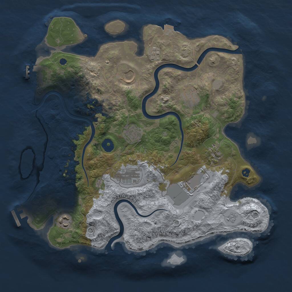Rust Map: Procedural Map, Size: 3500, Seed: 1829452590, 14 Monuments
