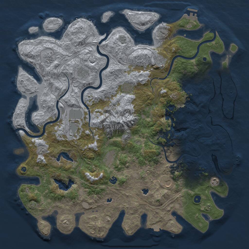 Rust Map: Procedural Map, Size: 5000, Seed: 850234, 16 Monuments