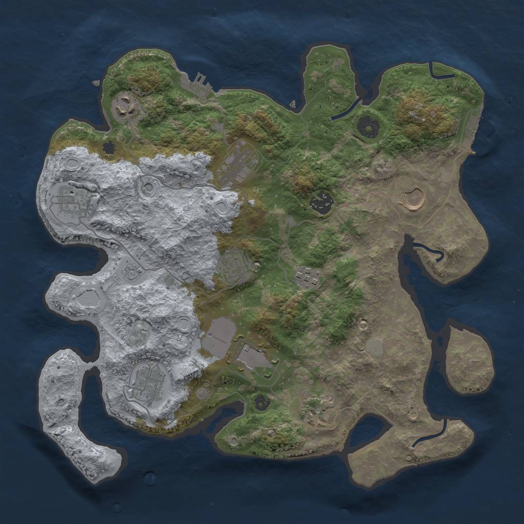 Rust Map: Procedural Map, Size: 3500, Seed: 514, 19 Monuments