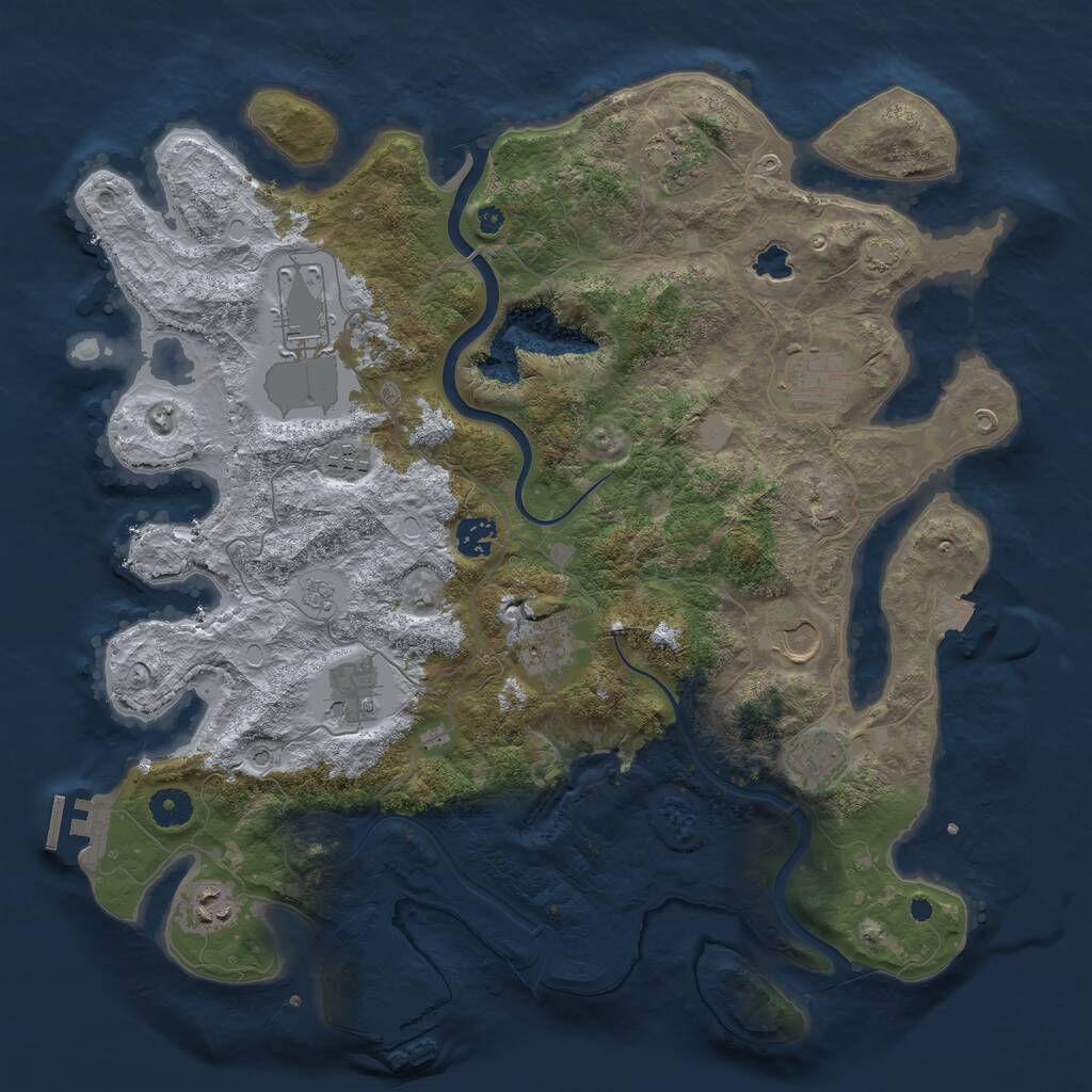 Rust Map: Procedural Map, Size: 4000, Seed: 12245, 16 Monuments