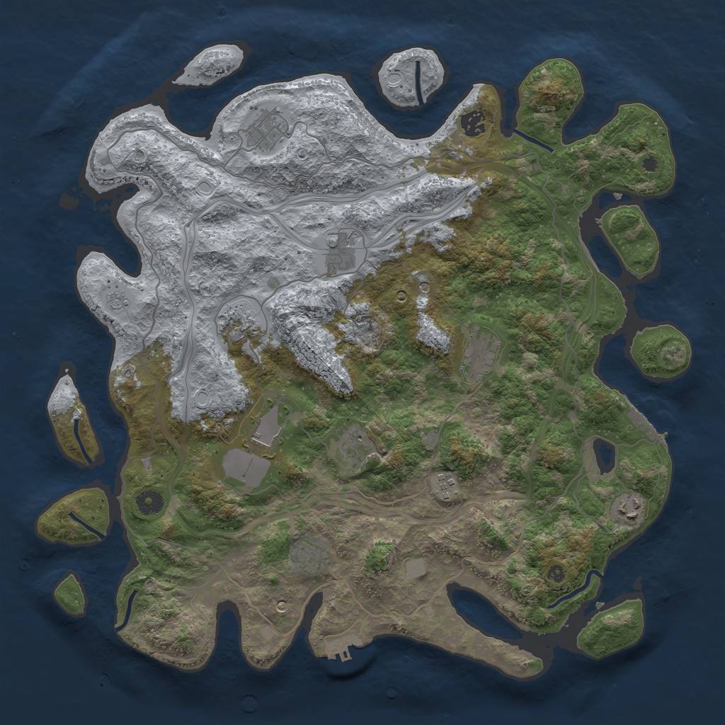 Rust Map: Procedural Map, Size: 4250, Seed: 1253465664, 19 Monuments