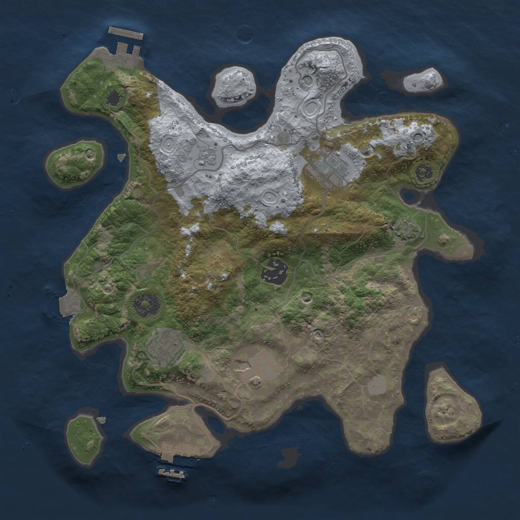 Rust Map: Procedural Map, Size: 3000, Seed: 1780249, 10 Monuments