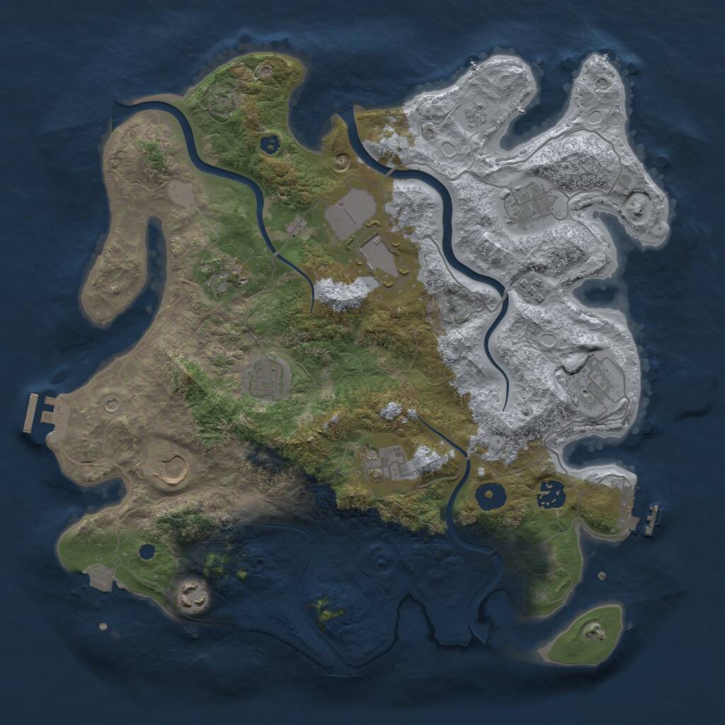Rust Map: Procedural Map, Size: 3700, Seed: 1638516339, 16 Monuments