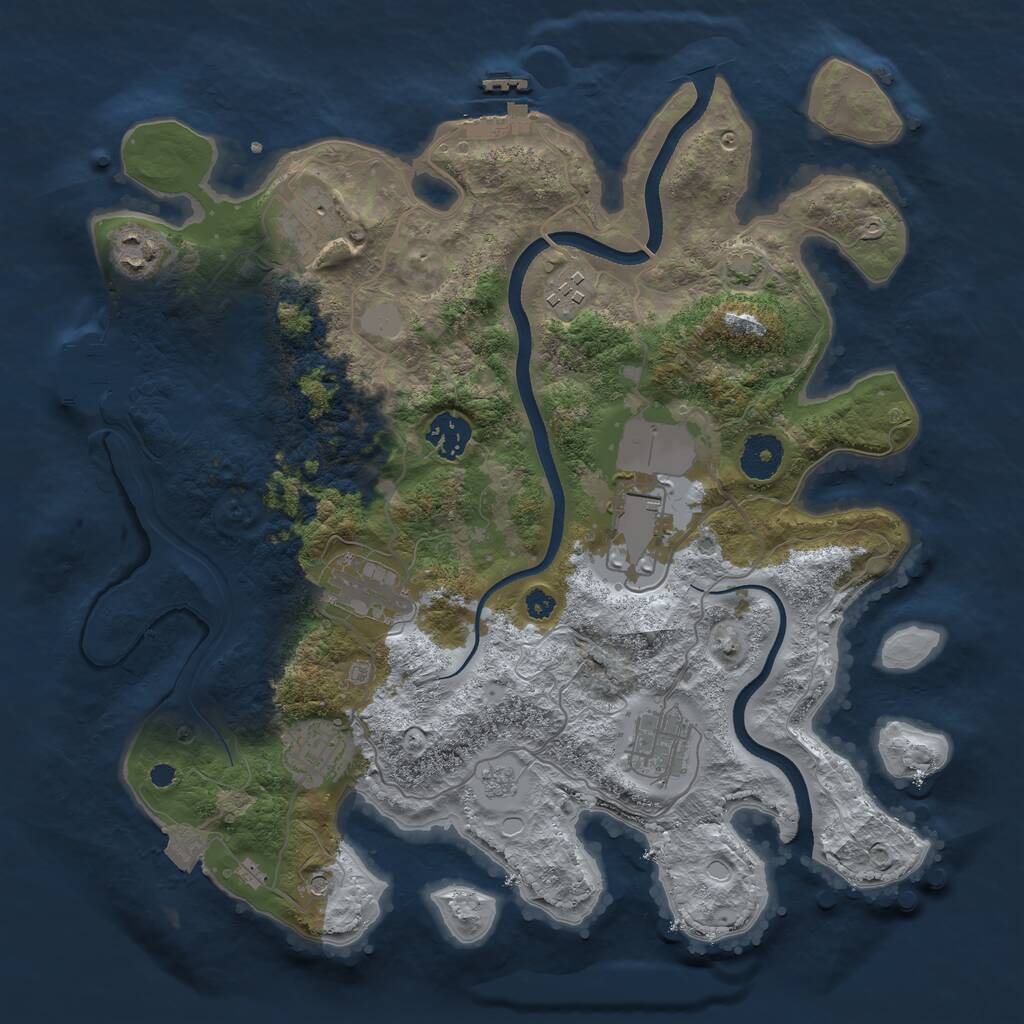 Rust Map: Procedural Map, Size: 3500, Seed: 1810570449, 14 Monuments