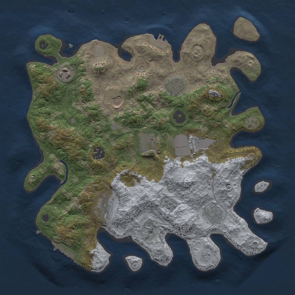 Rust Map: Procedural Map, Size: 3500, Seed: 1810570449, 18 Monuments