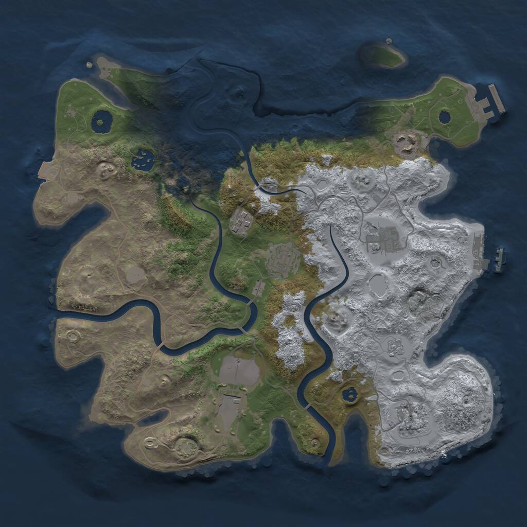 Rust Map: Procedural Map, Size: 3500, Seed: 1443062358, 13 Monuments