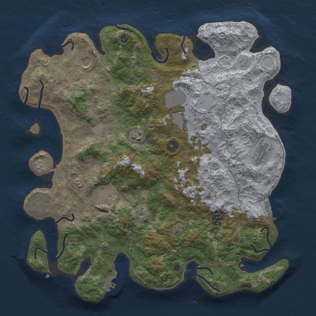 Rust Map: Procedural Map, Size: 4000, Seed: 18645, 17 Monuments