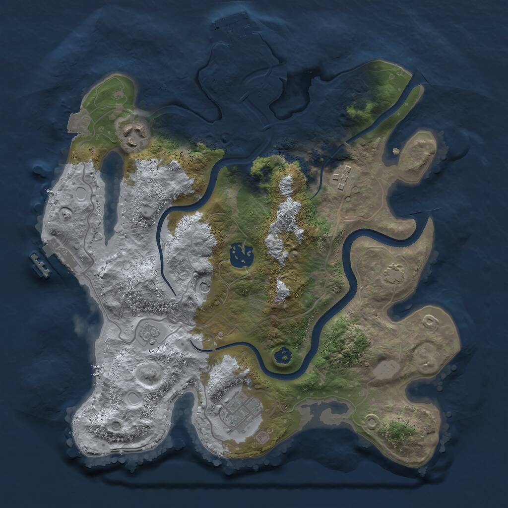 Rust Map: Procedural Map, Size: 3000, Seed: 1865188002, 10 Monuments