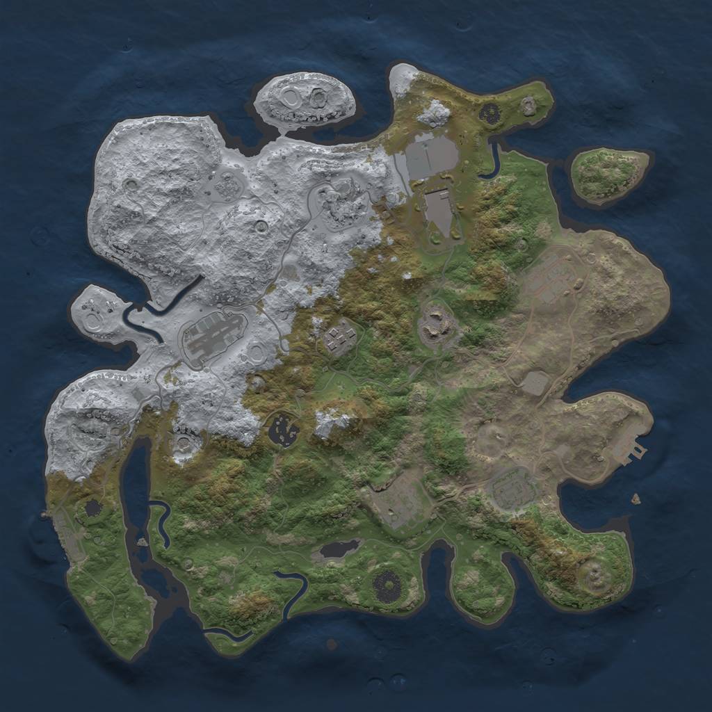Rust Map: Procedural Map, Size: 3500, Seed: 1397748988, 18 Monuments