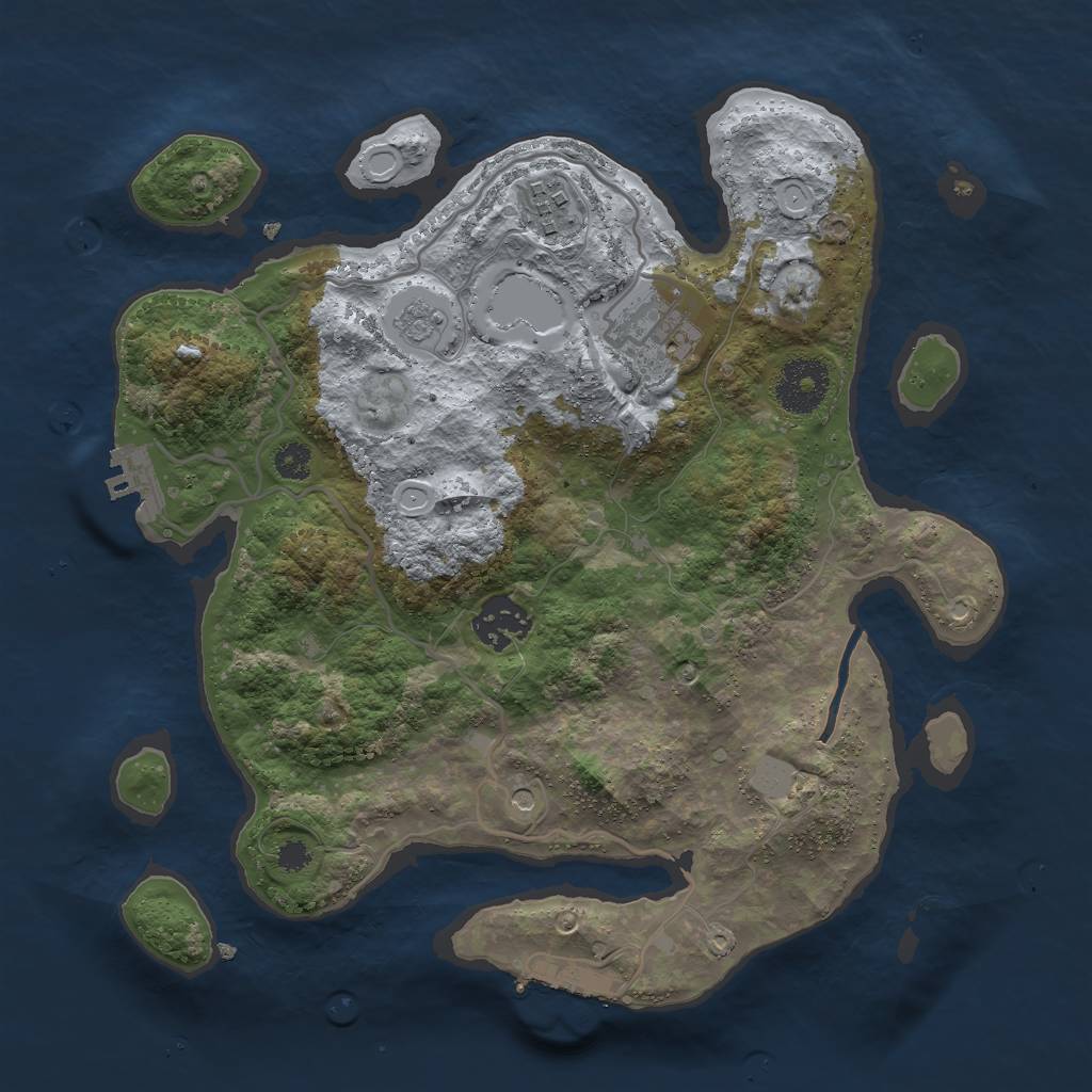 Rust Map: Procedural Map, Size: 3000, Seed: 706895590, 12 Monuments