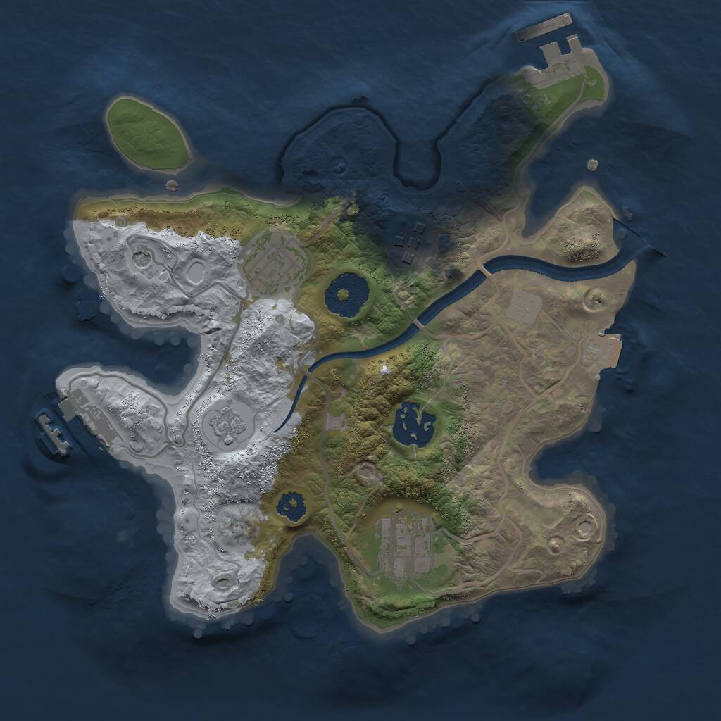 Rust Map: Procedural Map, Size: 2500, Seed: 1407278828, 9 Monuments