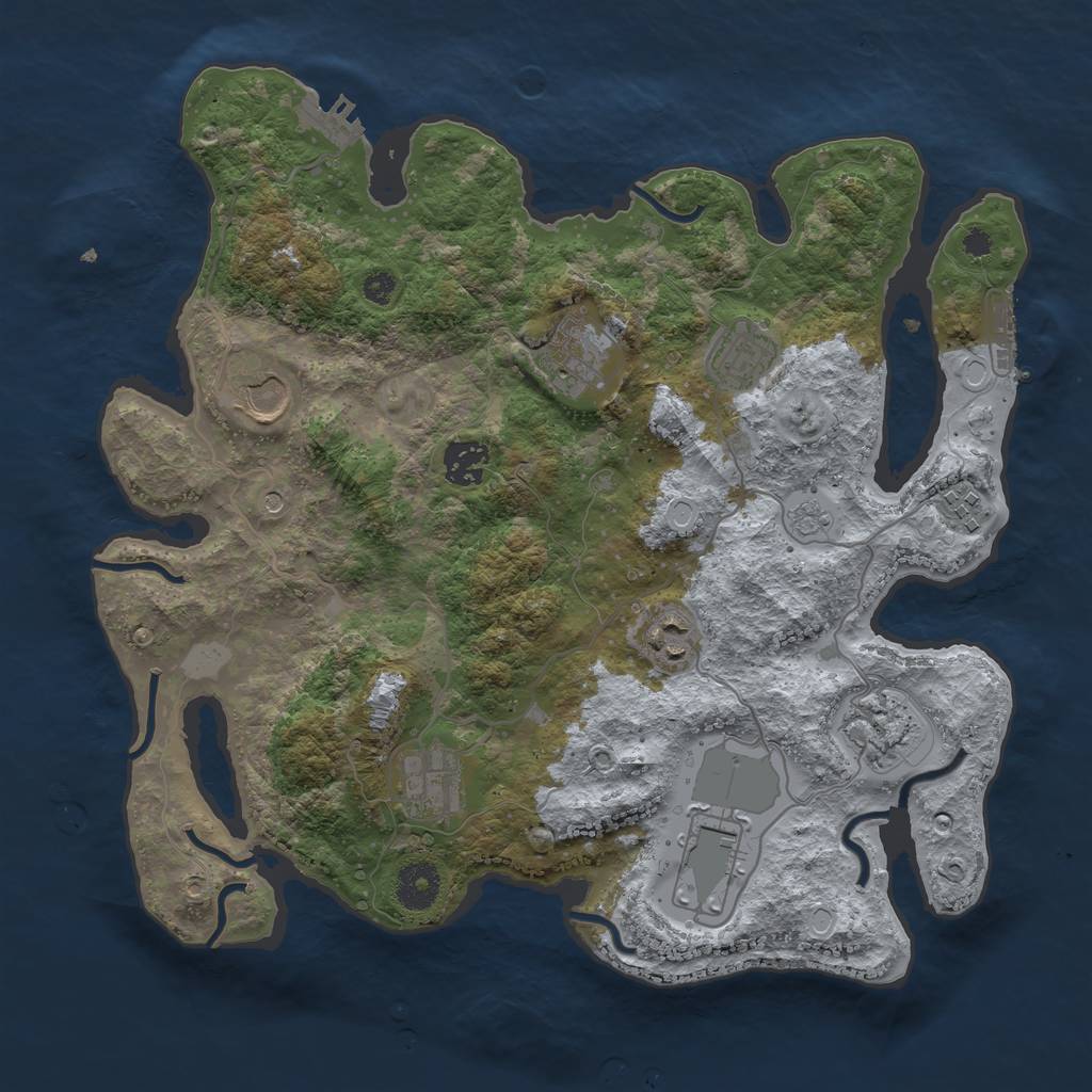 Rust Map: Procedural Map, Size: 3500, Seed: 270071285, 18 Monuments