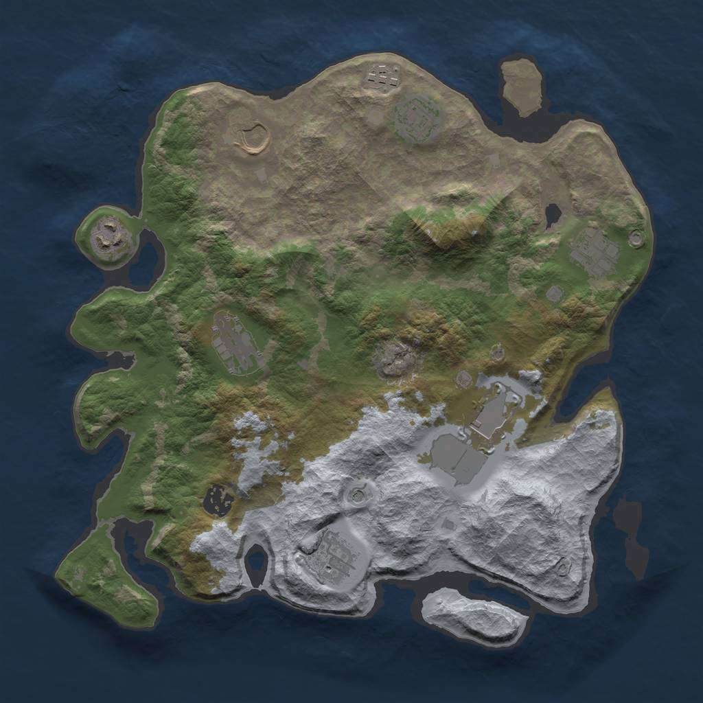 Rust Map: Barren, Size: 3500, Seed: 36252786, 12 Monuments