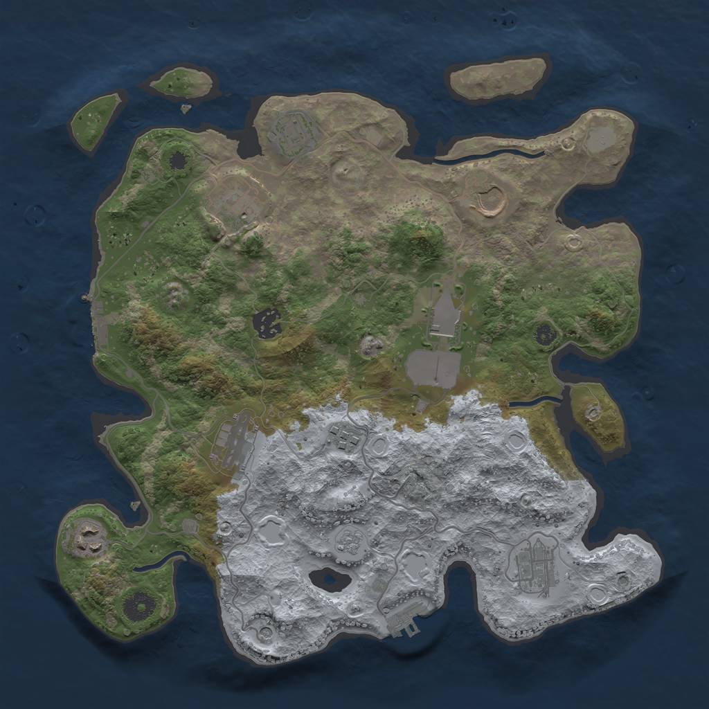 Rust Map: Procedural Map, Size: 3500, Seed: 198613988, 18 Monuments