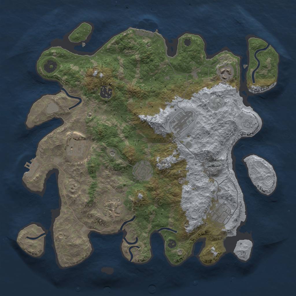 Rust Map: Procedural Map, Size: 3495, Seed: 8312698, 16 Monuments