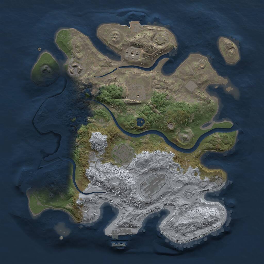 Rust Map: Procedural Map, Size: 3000, Seed: 1159679694, 11 Monuments