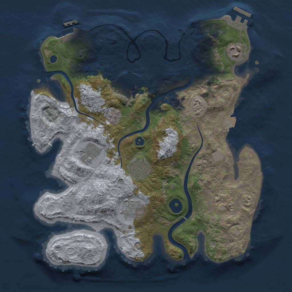 Rust Map: Procedural Map, Size: 3200, Seed: 228572124, 13 Monuments