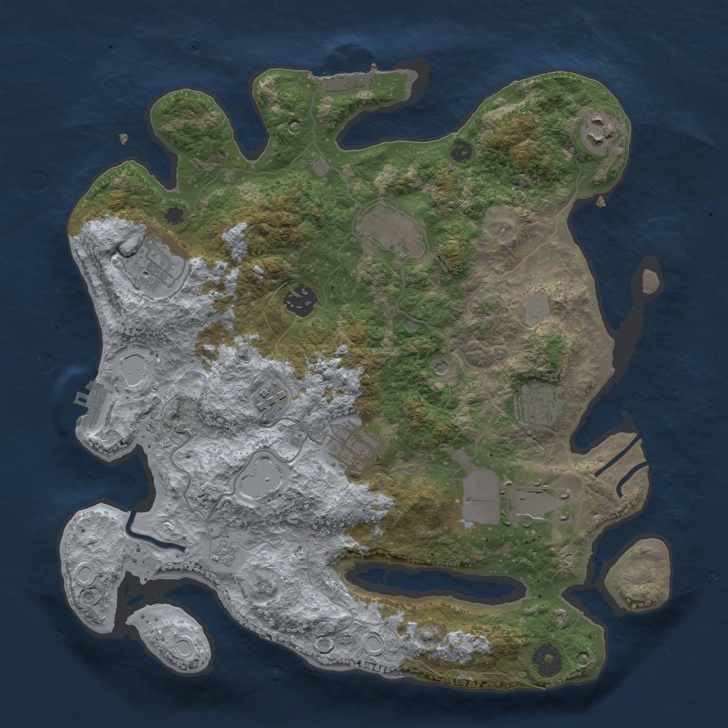 Rust Map: Procedural Map, Size: 3500, Seed: 1972413591, 17 Monuments
