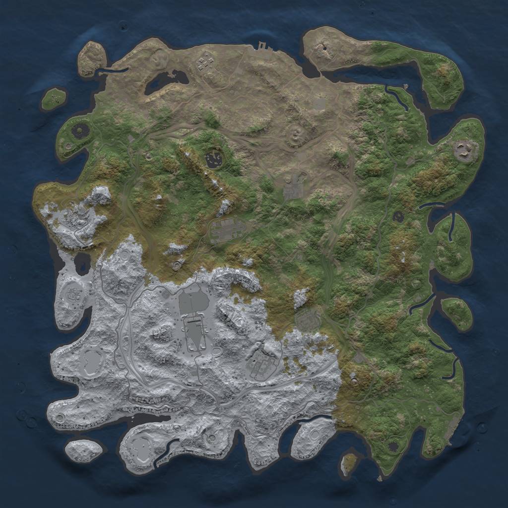 Rust Map: Procedural Map, Size: 4500, Seed: 208867982, 18 Monuments