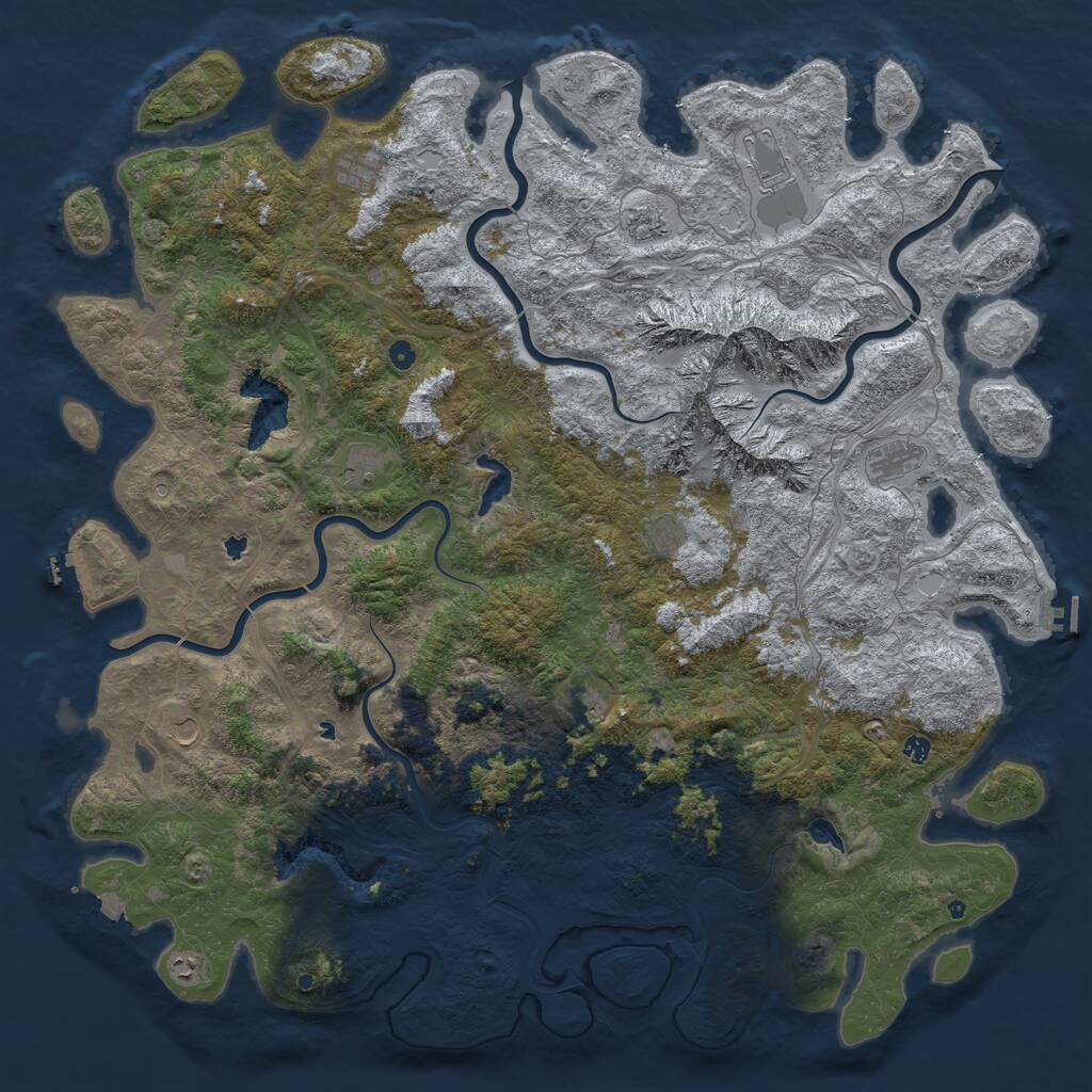 Rust Map: Procedural Map, Size: 6000, Seed: 37569764, 17 Monuments