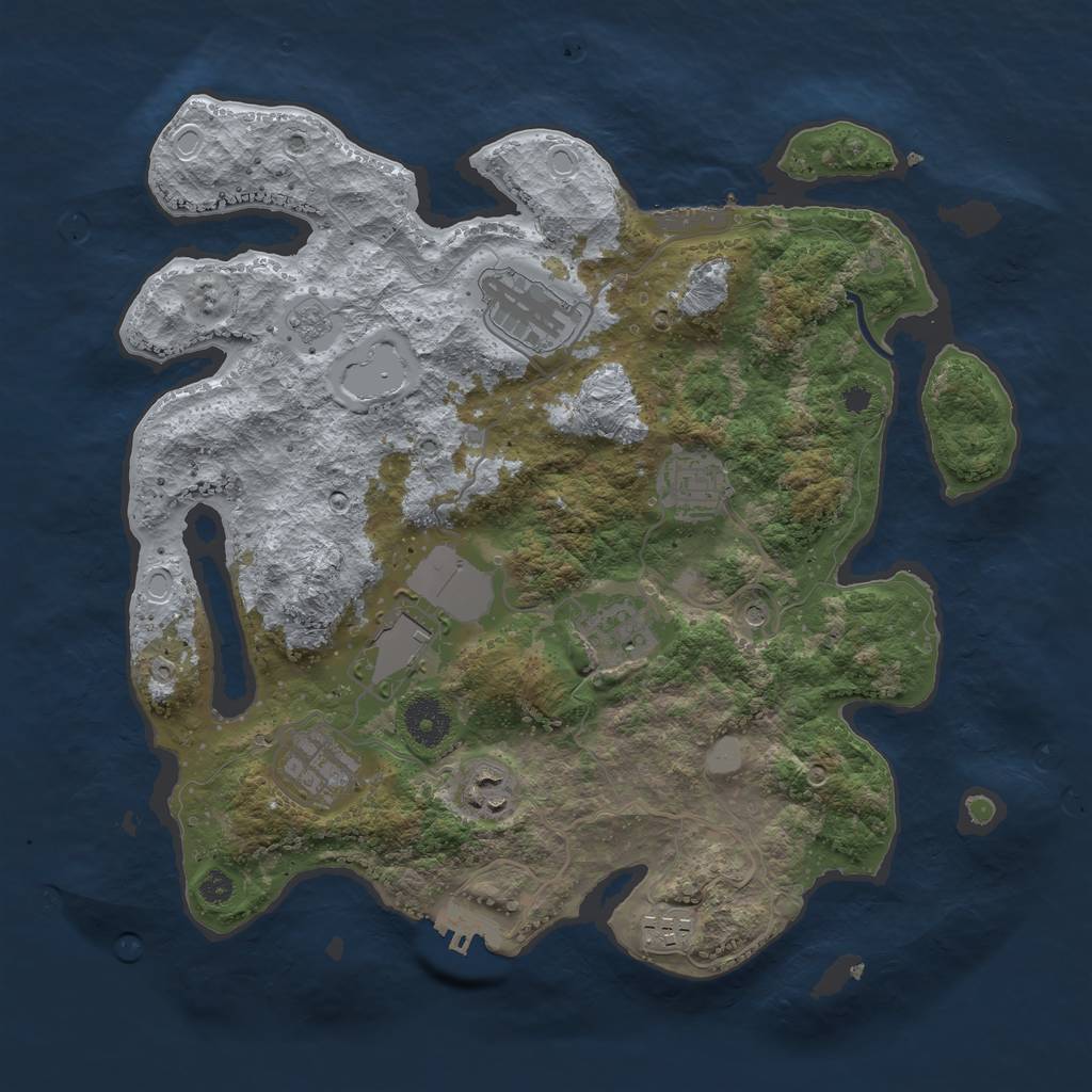 Rust Map: Procedural Map, Size: 3500, Seed: 134913017, 16 Monuments