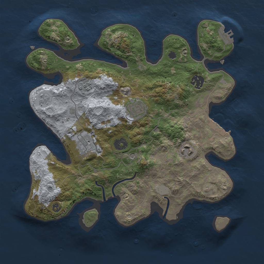 Rust Map: Procedural Map, Size: 3000, Seed: 80688555, 14 Monuments