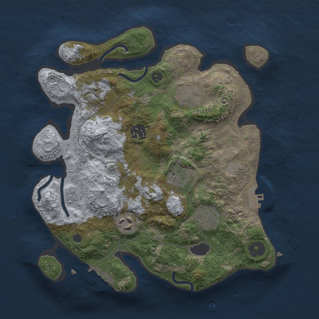 Rust Map: Procedural Map, Size: 3000, Seed: 50666, 15 Monuments