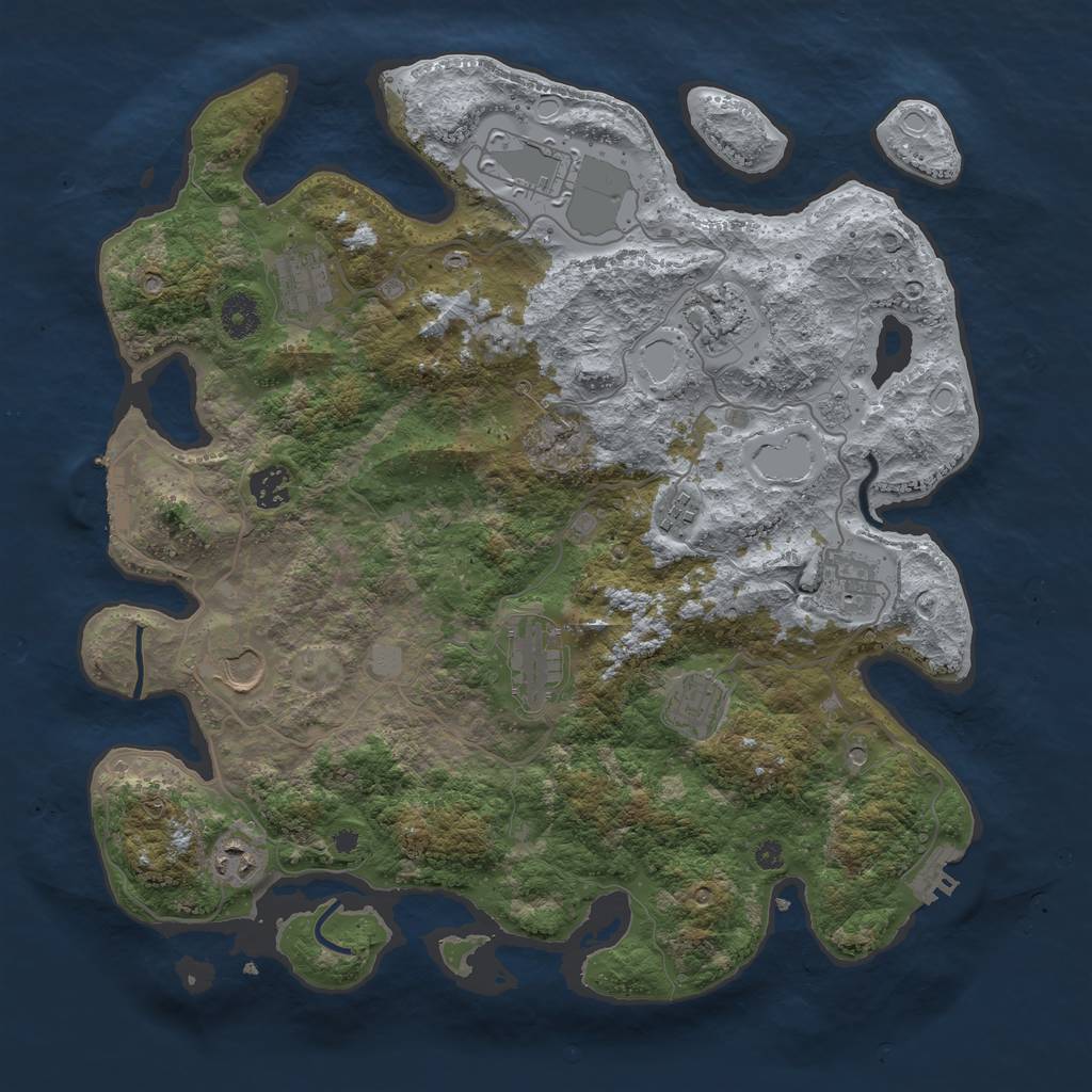 Rust Map: Procedural Map, Size: 3850, Seed: 1249409821, 19 Monuments
