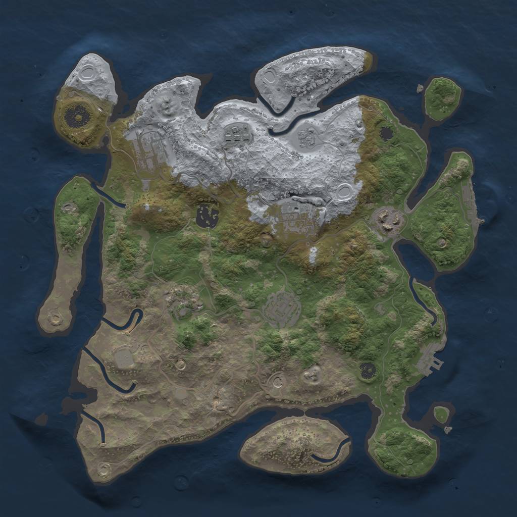 Rust Map: Procedural Map, Size: 3250, Seed: 72814374, 16 Monuments