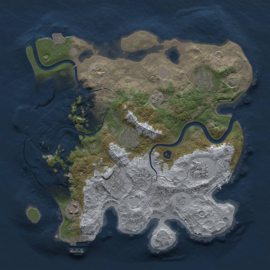 Rust Map: Procedural Map, Size: 3150, Seed: 50000, 12 Monuments