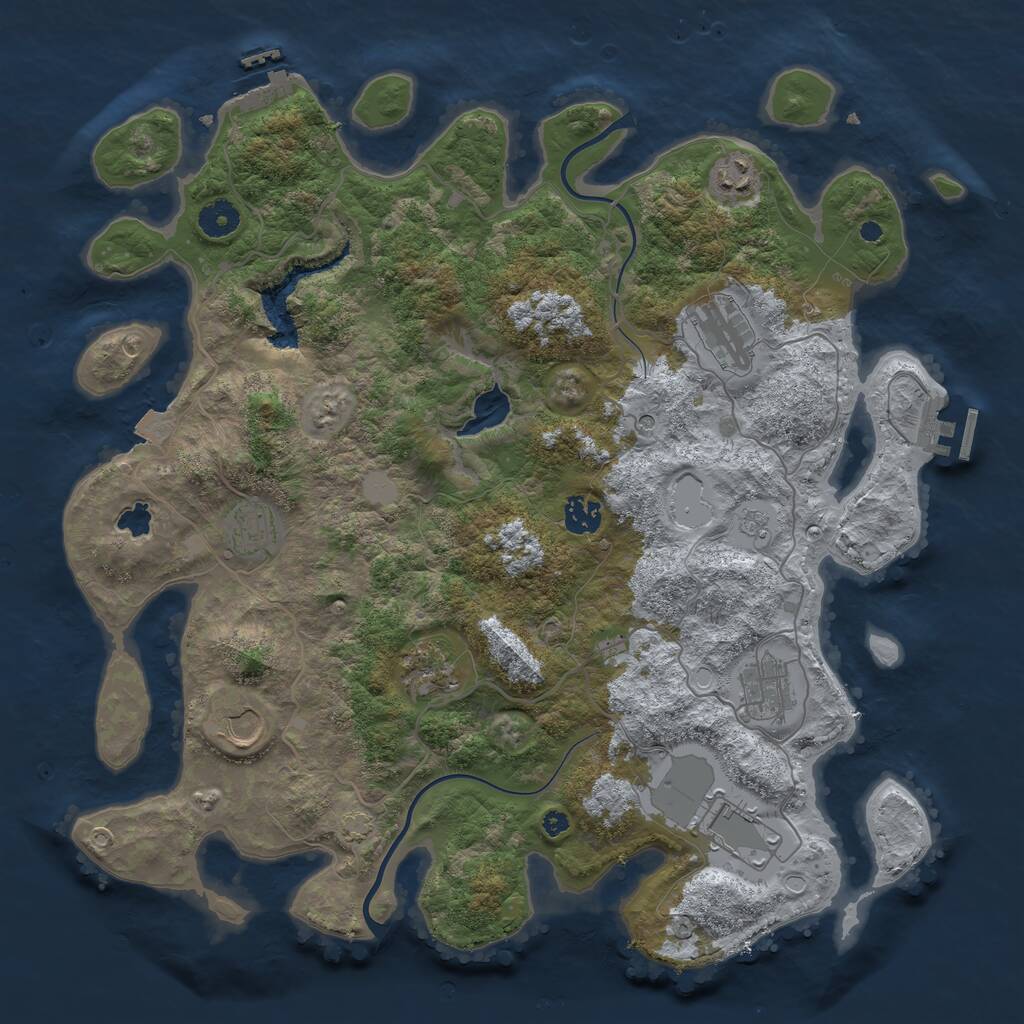 Rust Map: Procedural Map, Size: 4000, Seed: 925483, 14 Monuments