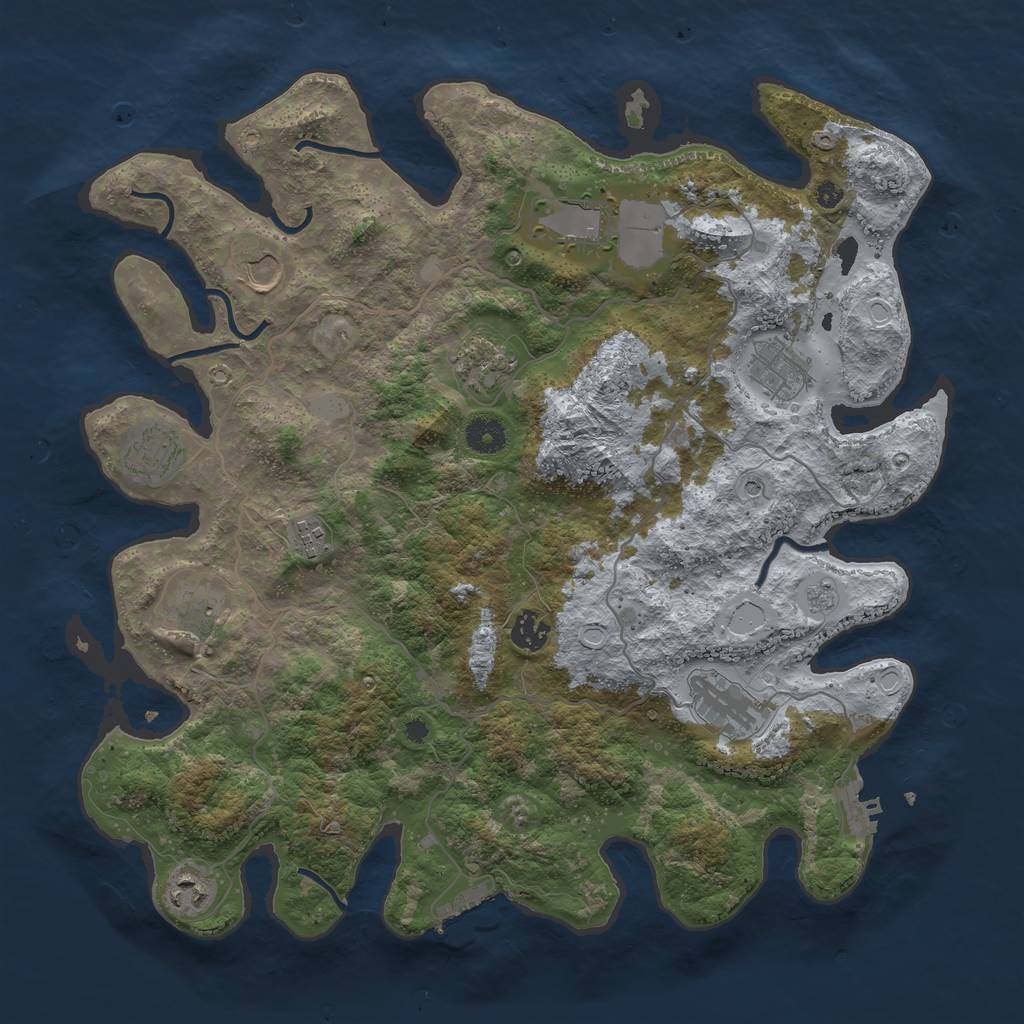 Rust Map: Procedural Map, Size: 4000, Seed: 45232325, 19 Monuments