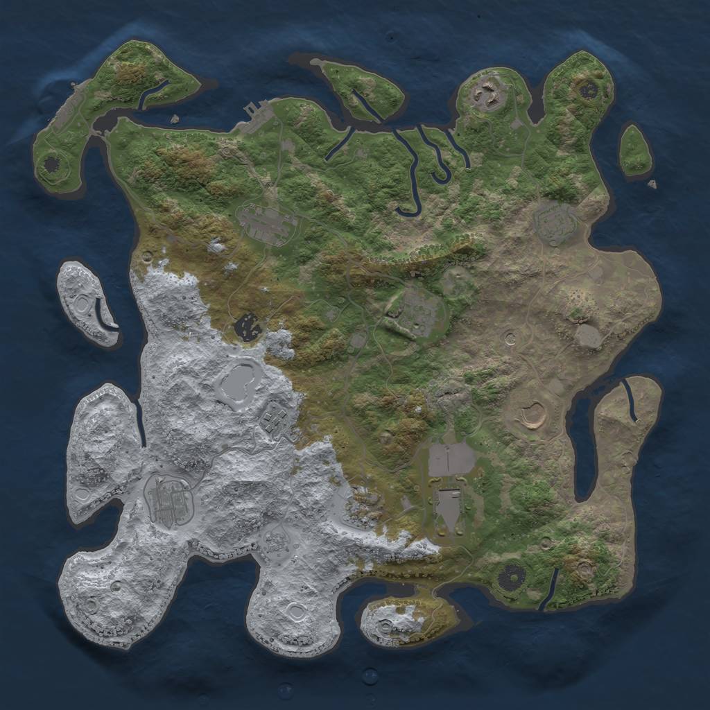 Rust Map: Procedural Map, Size: 3950, Seed: 1937212692, 19 Monuments
