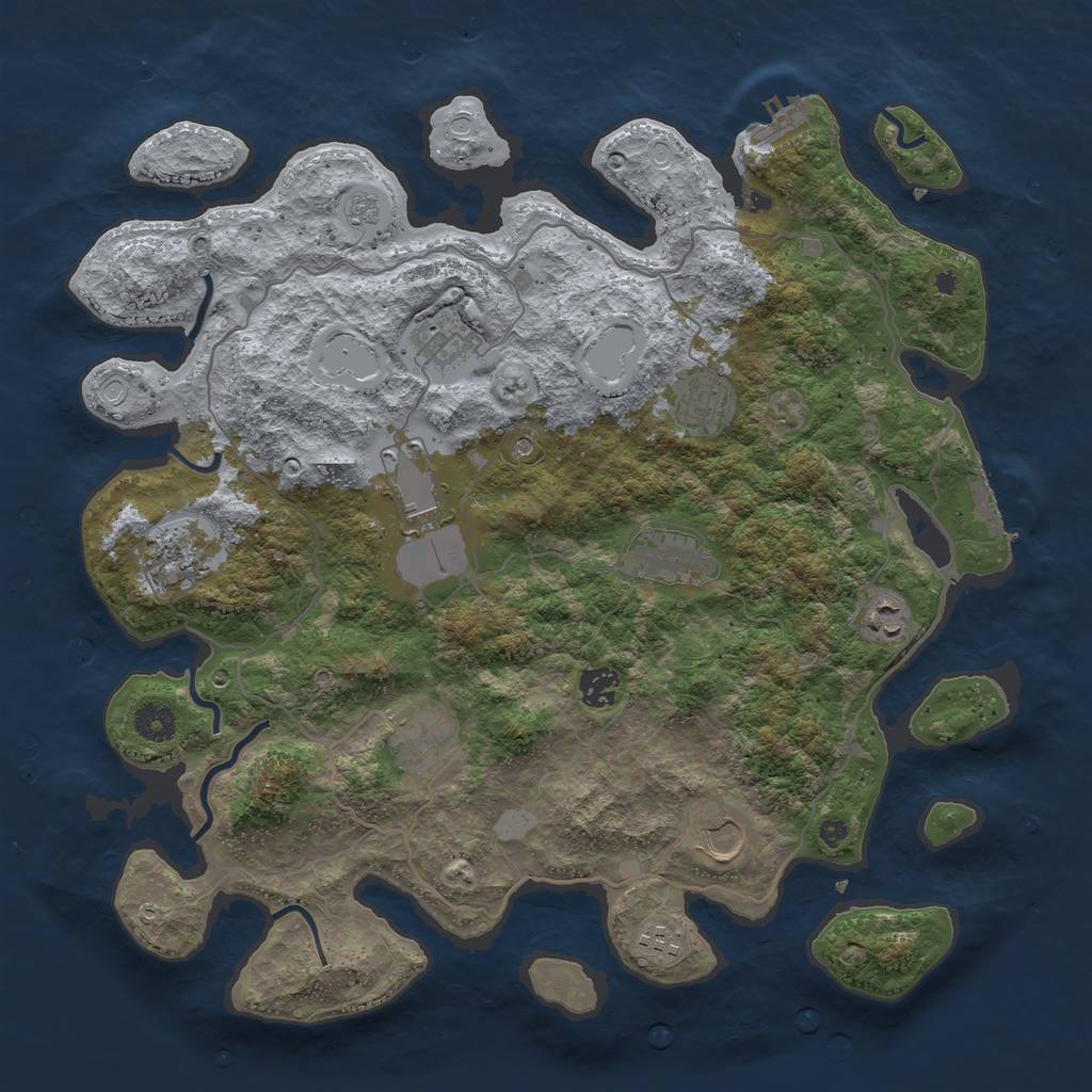 Rust Map: Procedural Map, Size: 4000, Seed: 384528, 19 Monuments