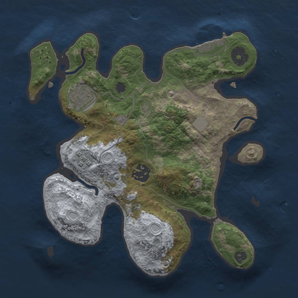 Rust Map: Procedural Map, Size: 2500, Seed: 1617468392, 9 Monuments