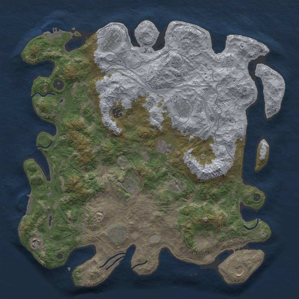 Rust Map: Procedural Map, Size: 4250, Seed: 889902080, 18 Monuments