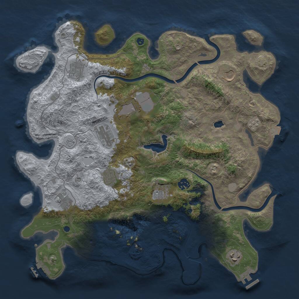 Rust Map: Procedural Map, Size: 4000, Seed: 2133251919, 16 Monuments