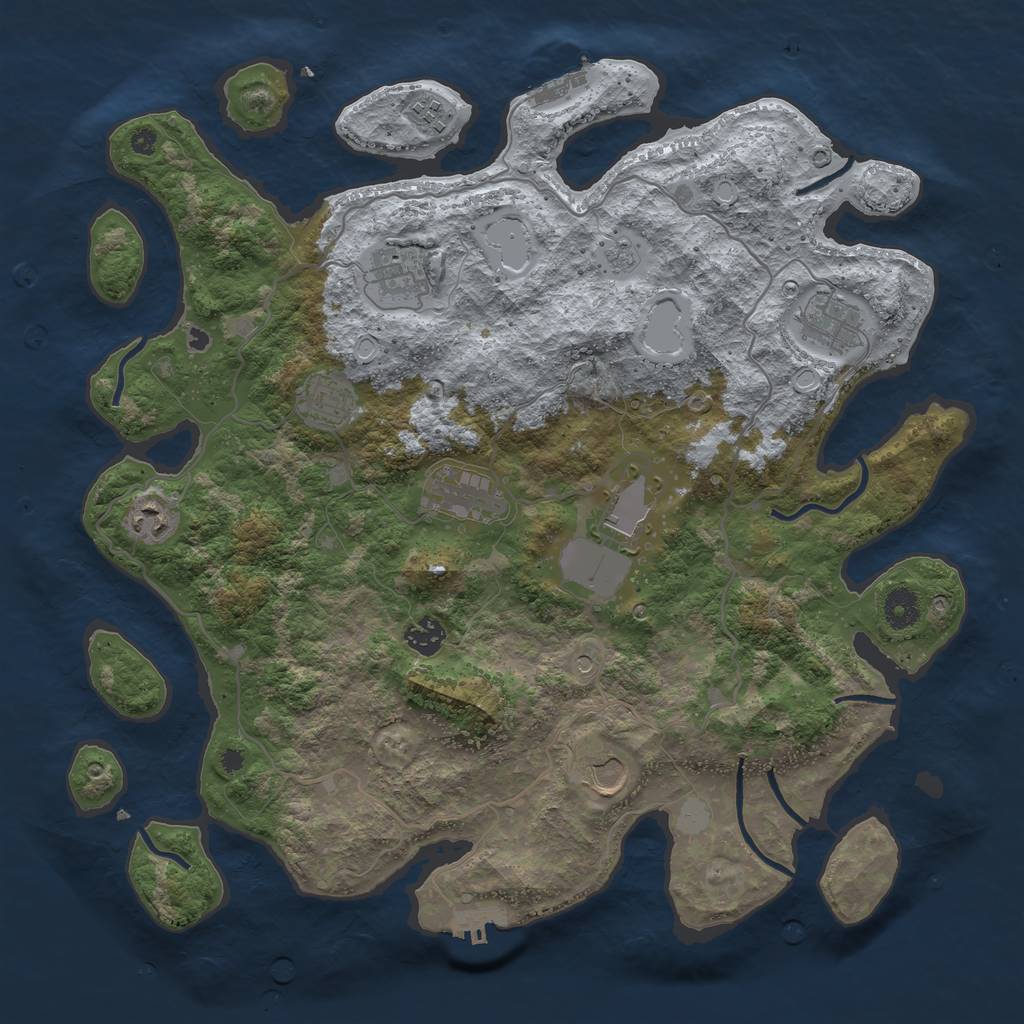 Rust Map: Procedural Map, Size: 4000, Seed: 984321668, 18 Monuments