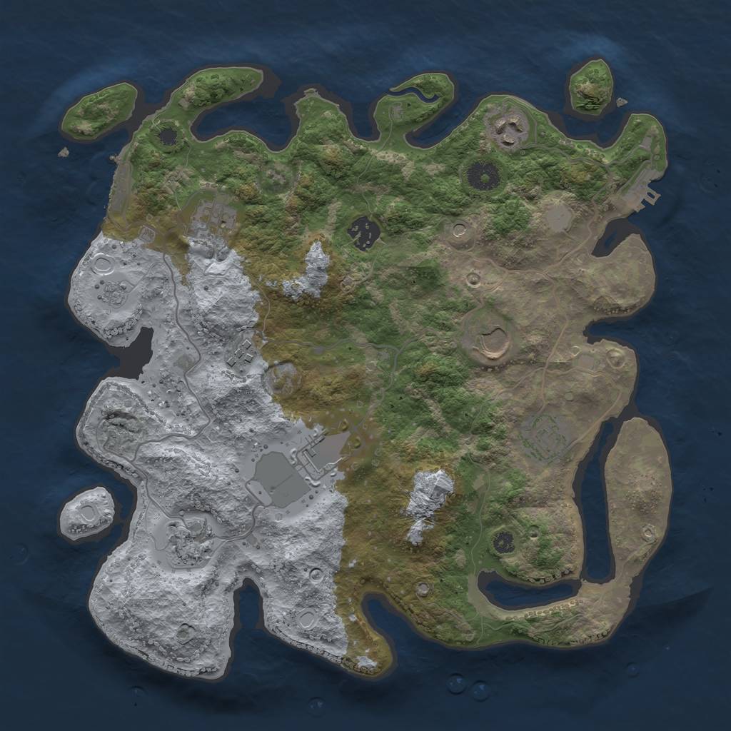 Rust Map: Procedural Map, Size: 3500, Seed: 2026909395, 17 Monuments