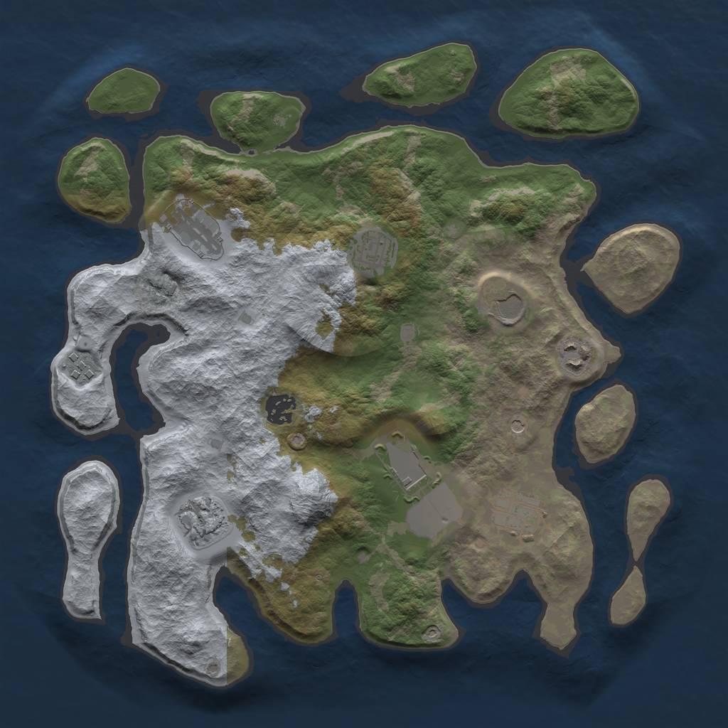 Rust Map: Barren, Size: 3500, Seed: 1716406665, 12 Monuments