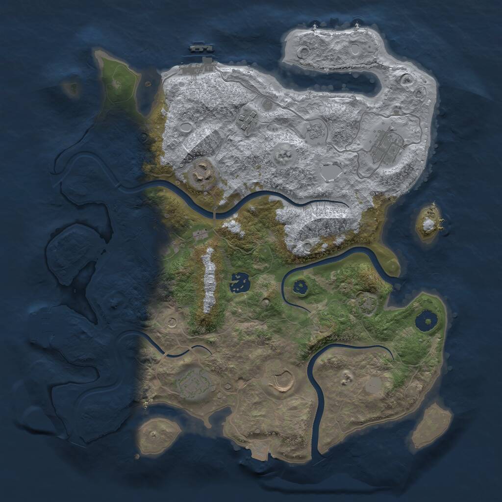 Rust Map: Procedural Map, Size: 3533, Seed: 13825, 13 Monuments